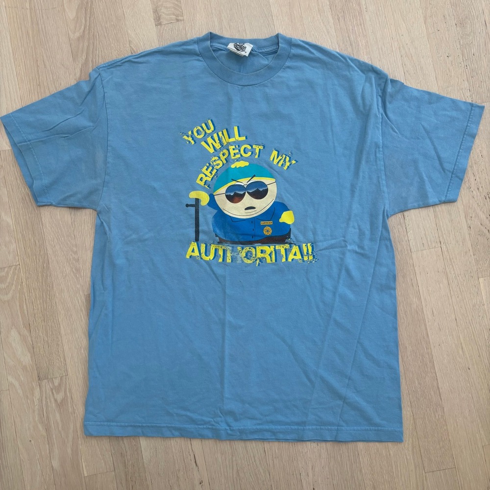 Comedy Central South Park T-Shirt Mens XL Blue Good Respect My Authoritah Tee